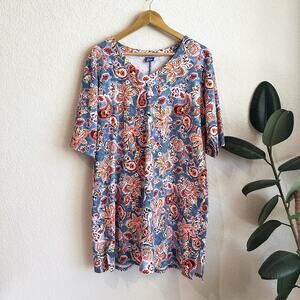 Rip Skirt Womens Dress M/L Paisley Stretch Beach Tropical Outdoors V-Neck Casual